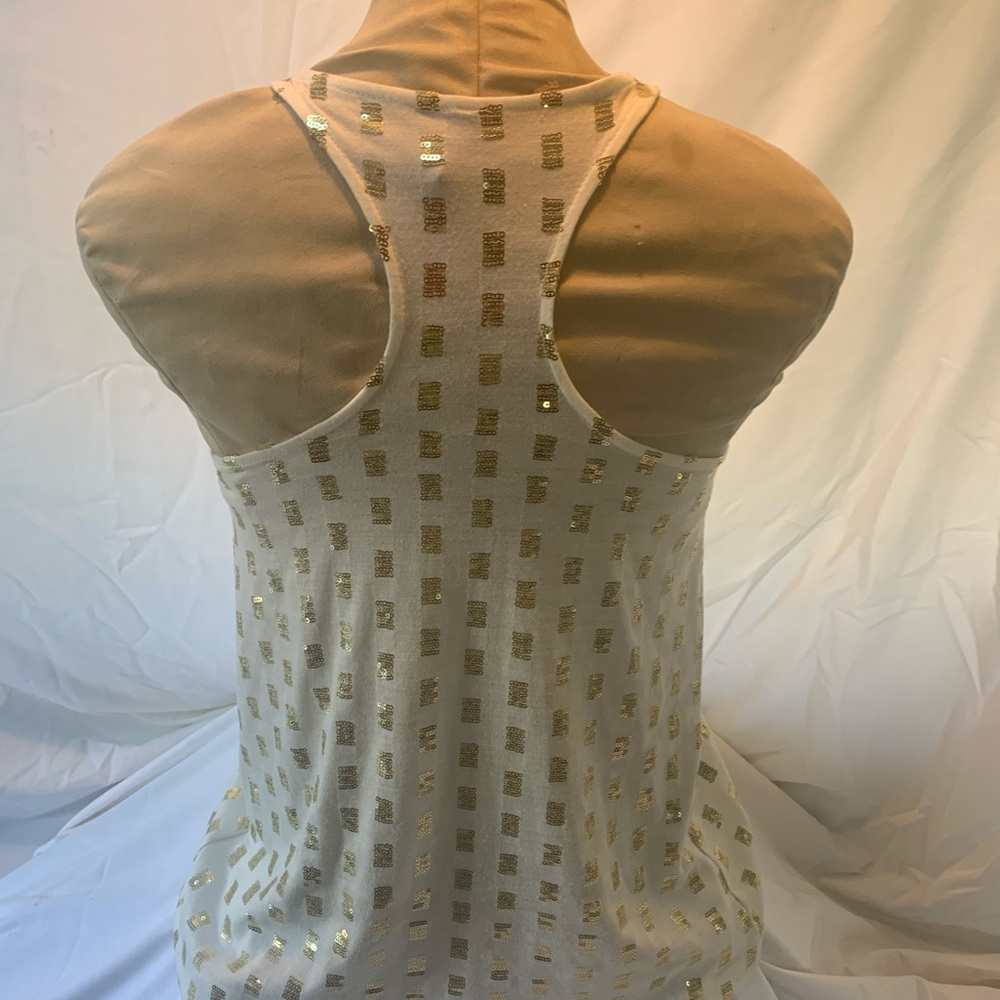 Charlotte rouse off white tank with gold sequins